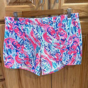 Lilly Pulitzer Hazelle Stretch Shorts 8 Cosmic Coral Cracked Up EUC